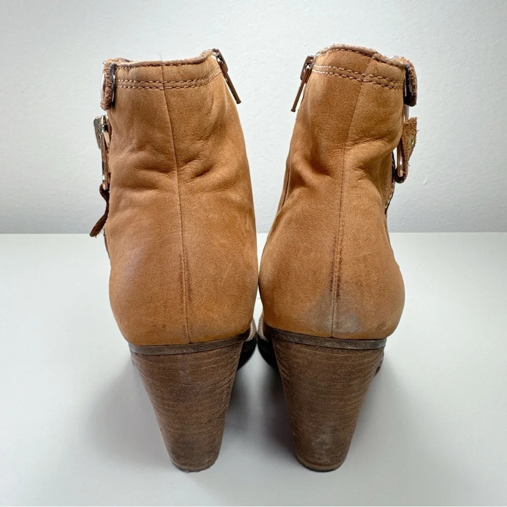 Aldo Womens 9 Suede Leather Heeled Ankle Bootie Brown Color - Picture 6 of 15